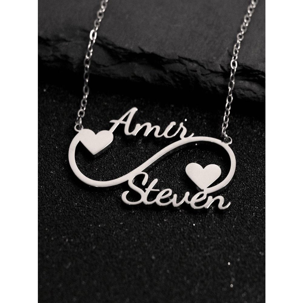 Custom Two Names Infinity Necklace Pendant — Personalized Gift